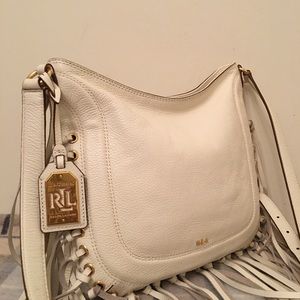 Lauren Ralph Lauren Wheeler Fringed White Bag